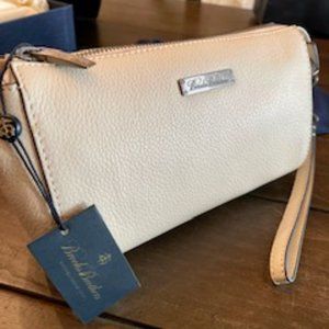 Brooks Brothers Leather purse Wristlet, Cream